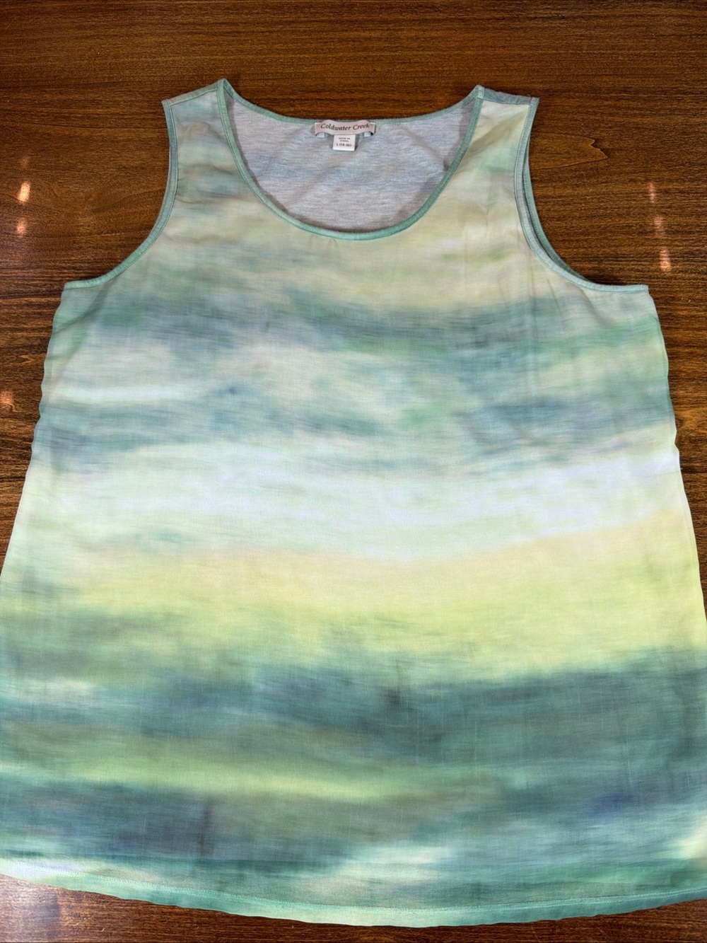 Coldwater Creek Women's Green Watercolor Tank Top